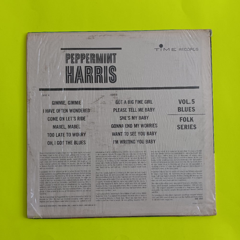 Peppermint Harris - Blues Folk Series Vol. 5 OG Mono - 1962 - N90P-1388 - Used - VG++ - Vinyl Peppermint Harris - Blues Folk Series Vol. 5 OG Mono - 1962 - N90P-1388 - Used - VG++ - Vinyl