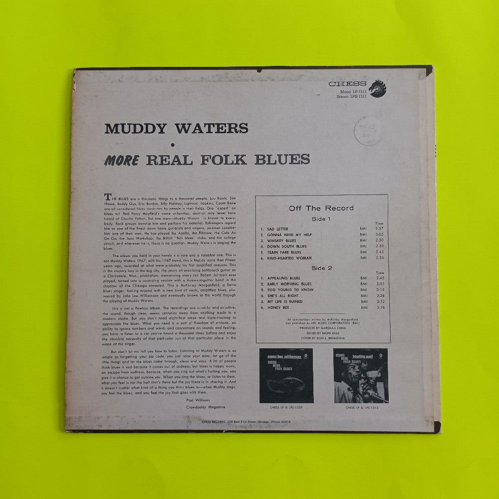 Muddy Waters - More Real Folk Blues OG Mono - 1967 - LP 1511 - Used - VG+ - Vinyl Muddy Waters - More Real Folk Blues OG Mono - 1967 - LP 1511 - Used - VG+ - Vinyl