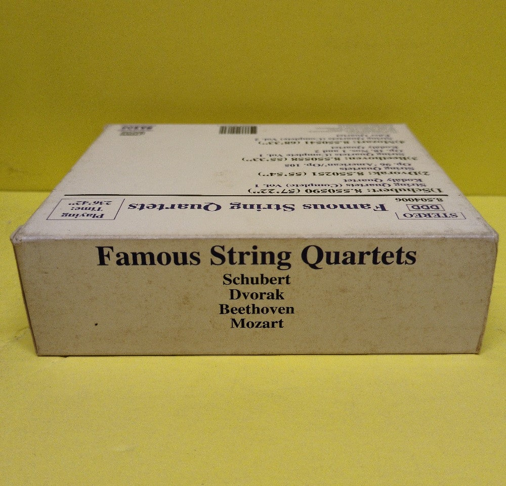 Schubert, Dvorak, Beethoven, Mozart - Famous String Quartets - 1996 - 8.504006 - New - New - CDs - 4xCD Box Set - No Shrink Wrap On Box Schubert, Dvorak, Beethoven, Mozart - Famous String Quartets - 1996 - 8.504006 - New - New - CDs - 4xCD Box Set - No Shrink Wrap On Box