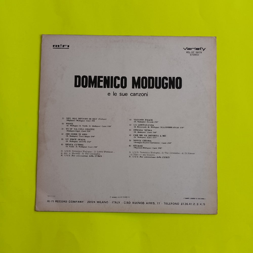 Domenico Modugno - E Le Sue Canzoni ITALY - 1974 - REL-ST 19179 - Used - VG+ - Vinyl Domenico Modugno - E Le Sue Canzoni ITALY - 1974 - REL-ST 19179 - Used - VG+ - Vinyl