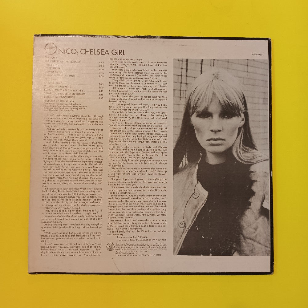 Nico - Chelsea Girl OG Mono Misprint - 1967 - V-5032 - Used - VG++ - Vinyl Nico - Chelsea Girl OG Mono Misprint - 1967 - V-5032 - Used - VG++ - Vinyl