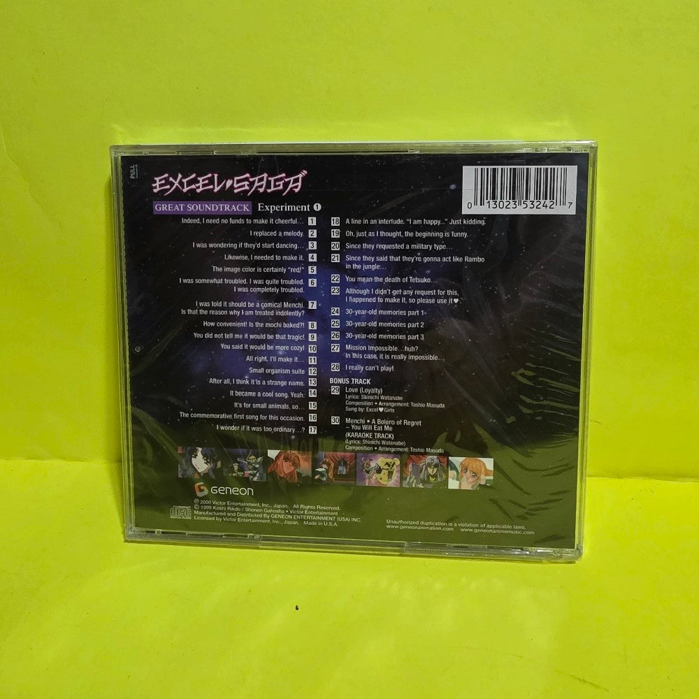 Toshio Masuda - Excel Saga Great Soundtrack Experiment 1 - 2005 - 5324-2 - New - Sealed - CDs Toshio Masuda - Excel Saga Great Soundtrack Experiment 1 - 2005 - 5324-2 - New - Sealed - CDs