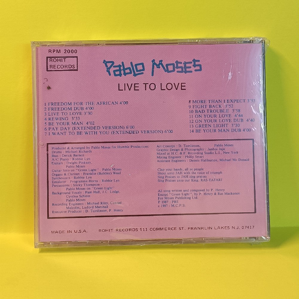 Pablo Moses - Live To Love - 1987 - RPM2000 - New - Sealed - CDs Pablo Moses - Live To Love - 1987 - RPM2000 - New - Sealed - CDs