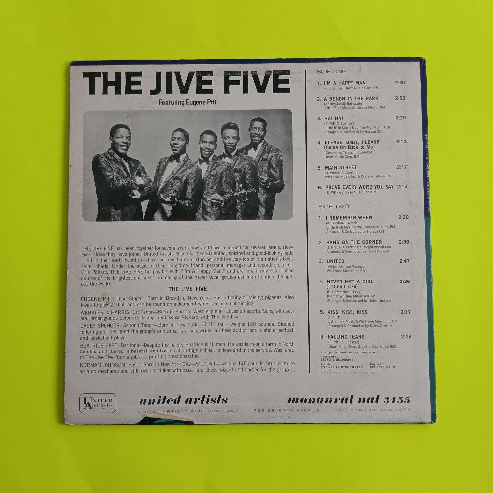 The Jive Five & Eugene Pitt - I'm A Happy Man MONO - 1965 - UAL 3455 - Used - VG++ - Vinyl The Jive Five & Eugene Pitt - I'm A Happy Man MONO - 1965 - UAL 3455 - Used - VG++ - Vinyl