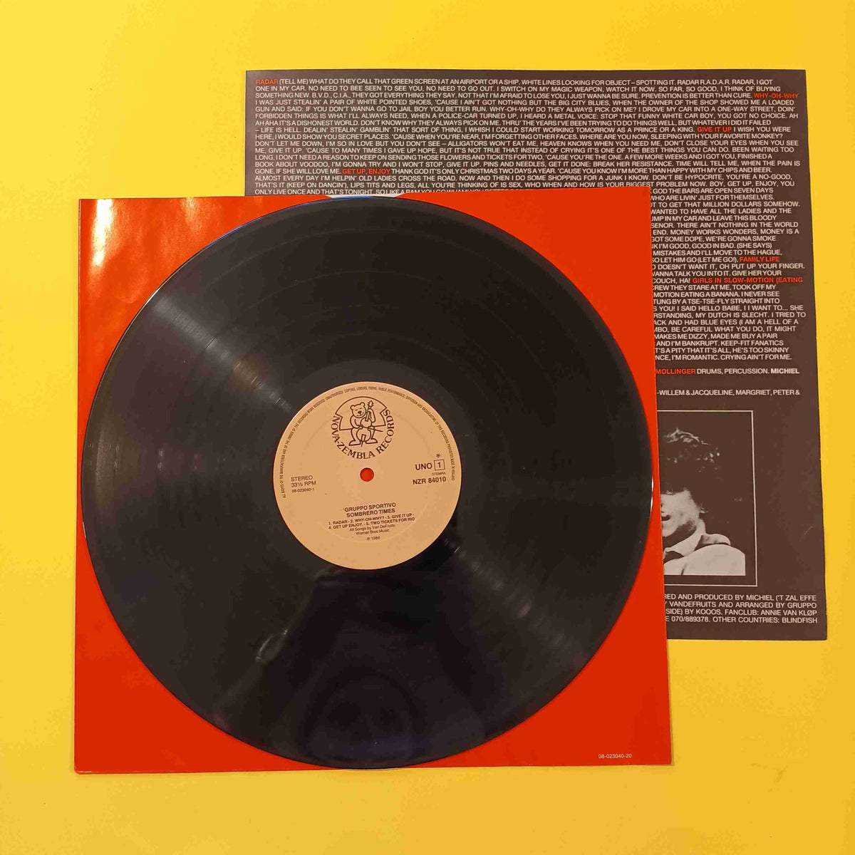 Gruppo Sportivo - Sombrero Times (Holland W/ Insert) - 1984 - NZR 84010 Used - VG++ - Vinyl