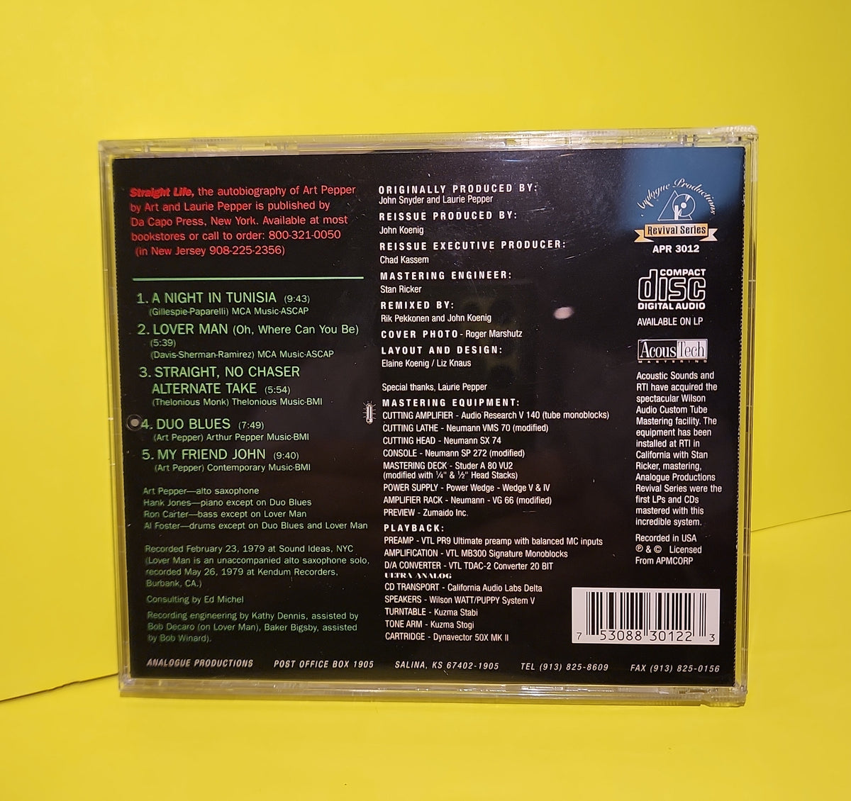 Art Pepper  - New York Album - 1996 - APR 3012 Used - EX - CDs