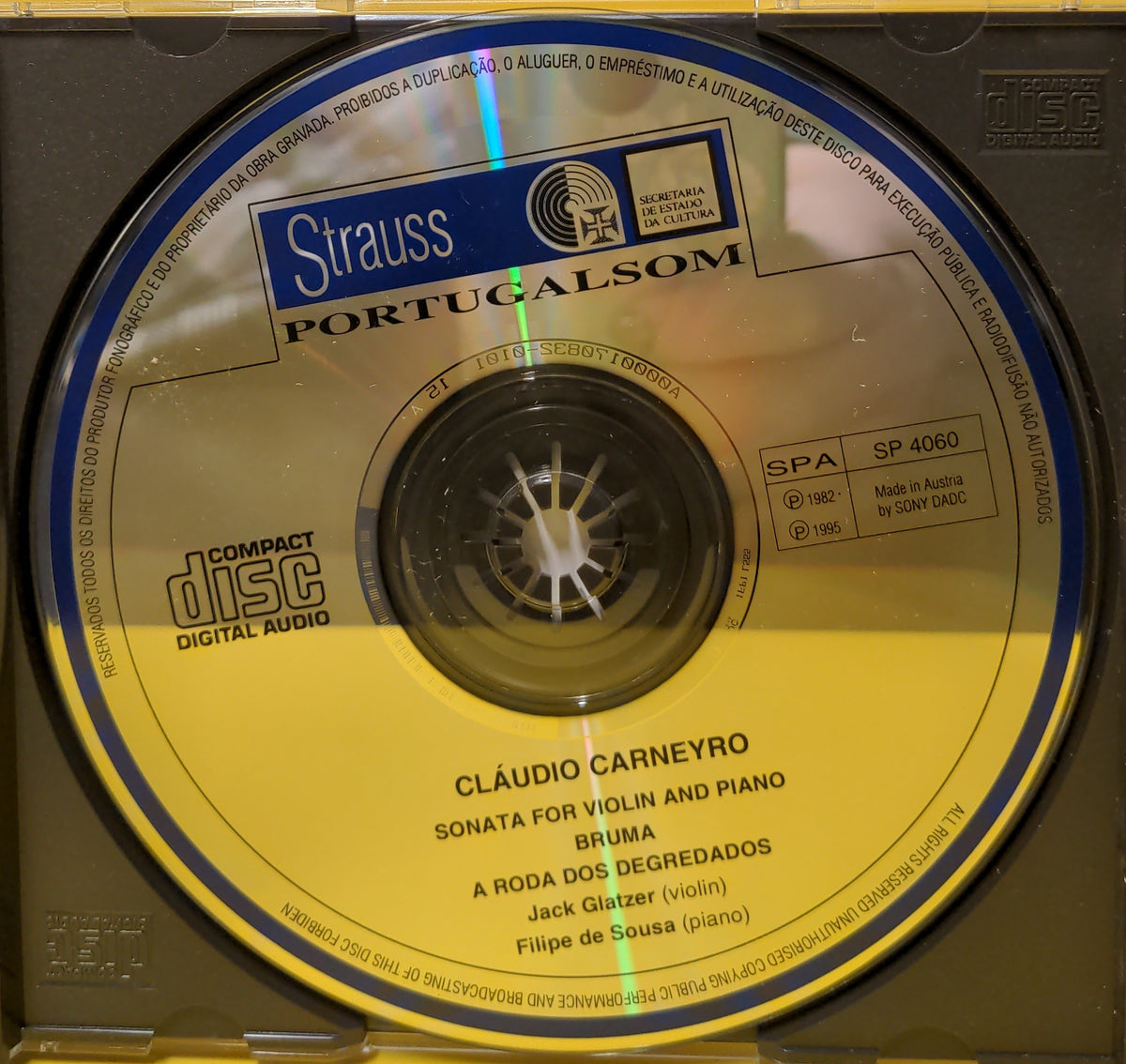 Cláudio Carneyro - Jack Glatzer, Filipe de Sousa - Sonata For Violin And Piano • Bruma • A Roda Dos Degredados - 1995 - SP 4060 Used - EX - CDs - Reissue