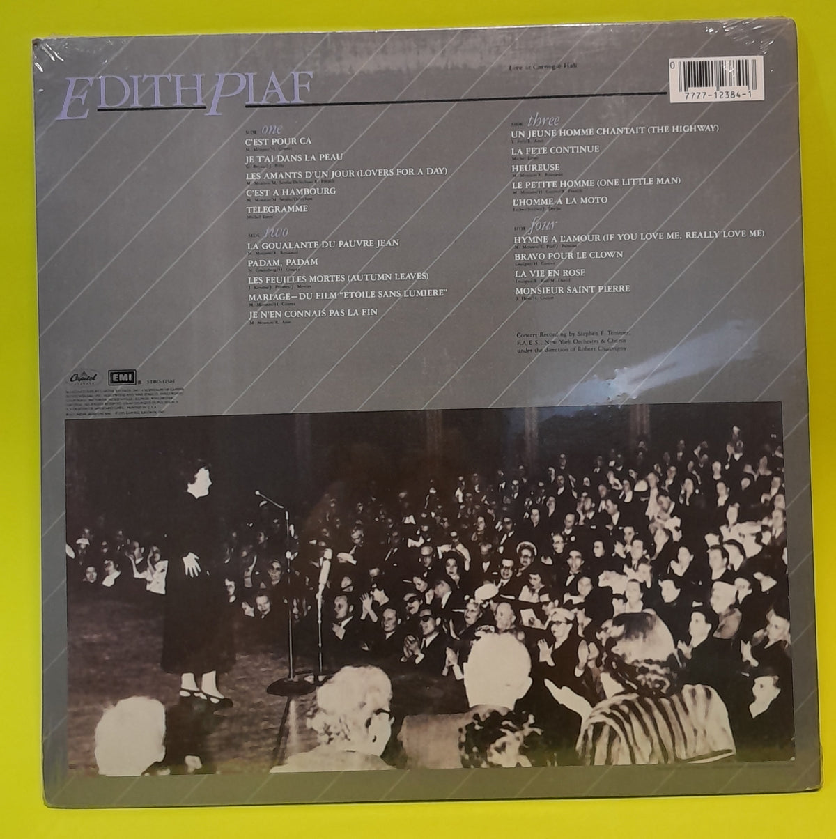 Edith Piaf - Live At Carnegie Hall, January 13, 1957 - 1985 - STBO-12384 New - Sealed - Vinyl