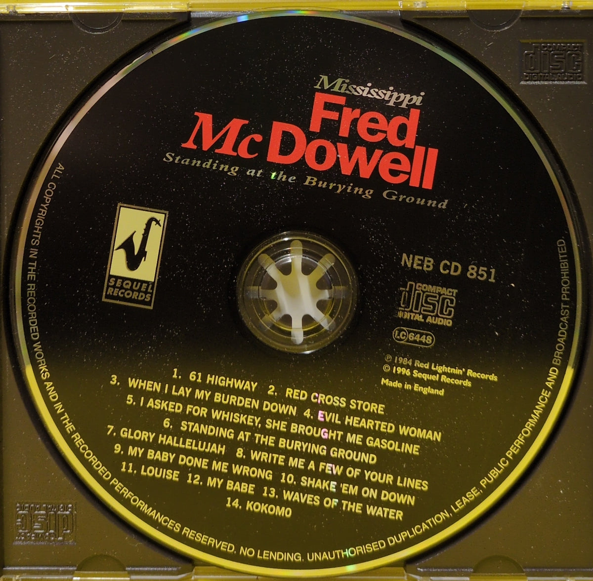 Mississippi Fred McDowell - Standing At The Burying Ground - 1996 - NEB CD 851 Used - NM - CDs