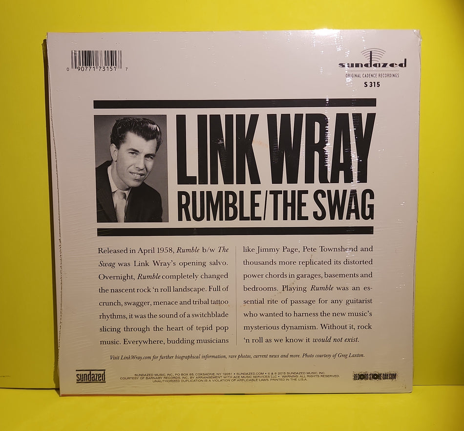 Link Wray & His Ray Men - 7" Colored Rumble / The Swag - 2015 - S 315 New - Sealed - Vinyl