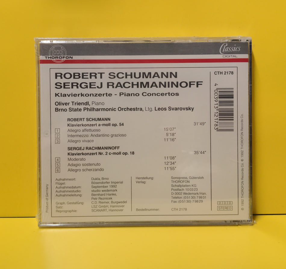 Oliver Triendl, Schumann, Rachmaninoff - Piano Concerto Op. 54 / Piano Concerto Nr.2 Op. 18 - 1992 - CTH 2178 New - Sealed - CDs