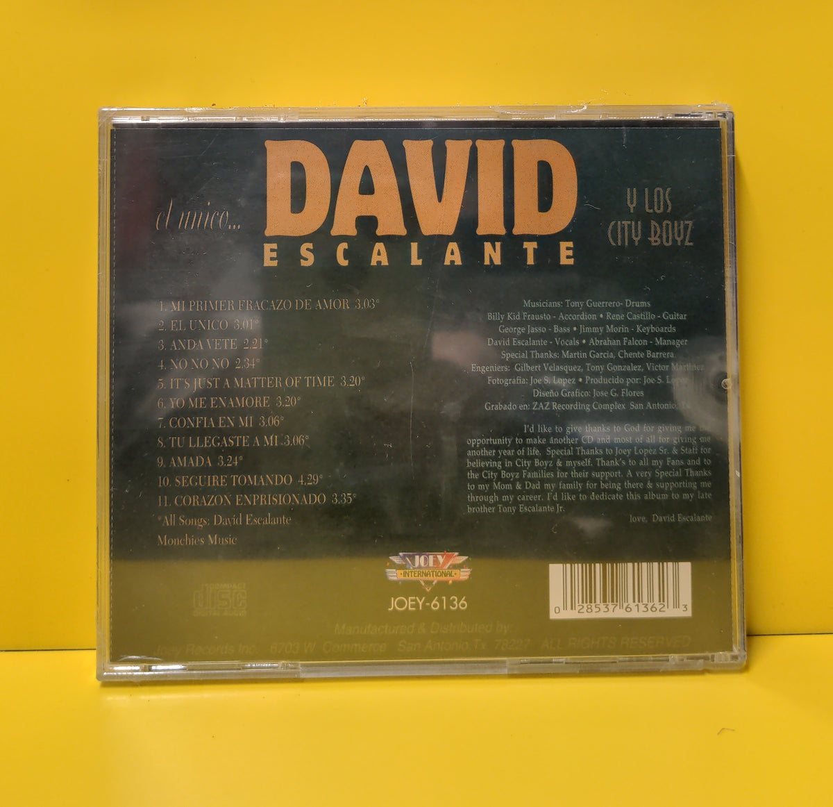 David Escalante Y Los City Boyz - El Unico... -  - JOEY-6136 New - Sealed - CDs