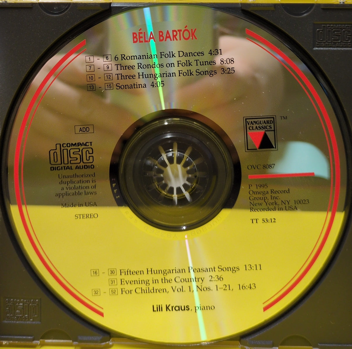Bela Bartok, Lili Kraus - Piano Music - 1995 - OVC 8087 Used - EX - CDs