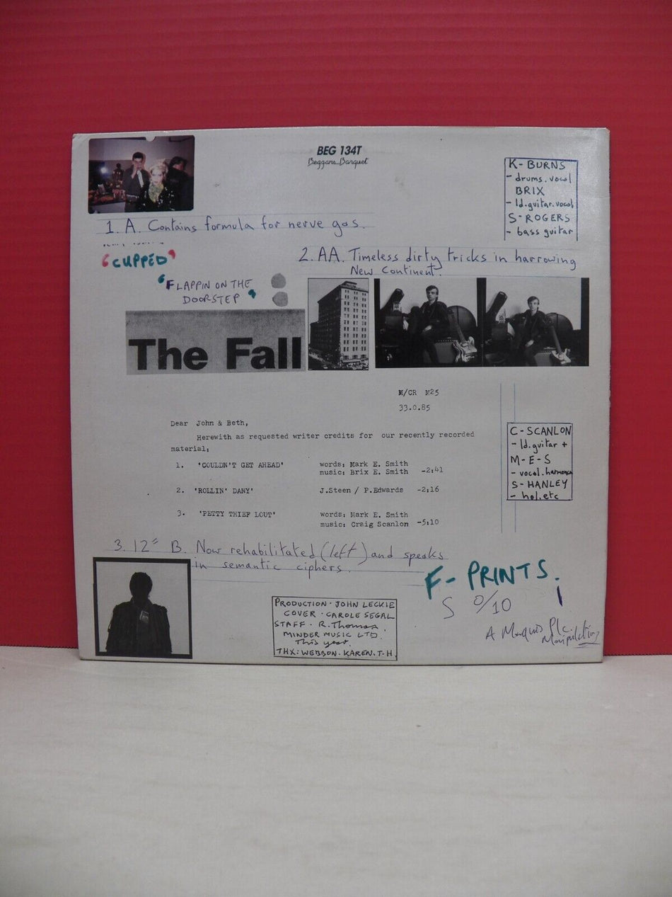 12" Single EX The Fall Couldn't Get Ahead / Rollin' Dany 1985 Beggars Banquet