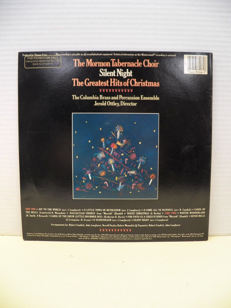 12" LP EX Mormon Tabernacle Choir Silent Night: Greatest Hits Of Christmas Promo