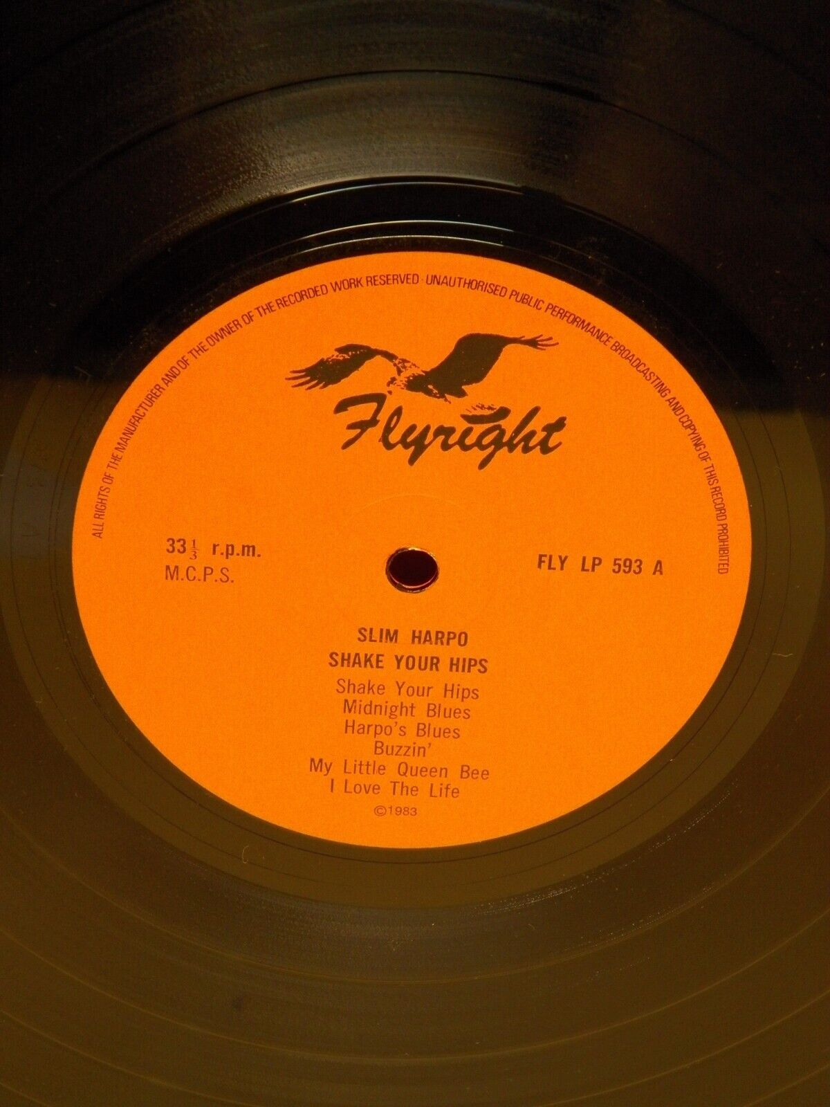 12" LP EX Slim Harpo Shake Your Hips 1983 Flyright Mono Remastered UK Import