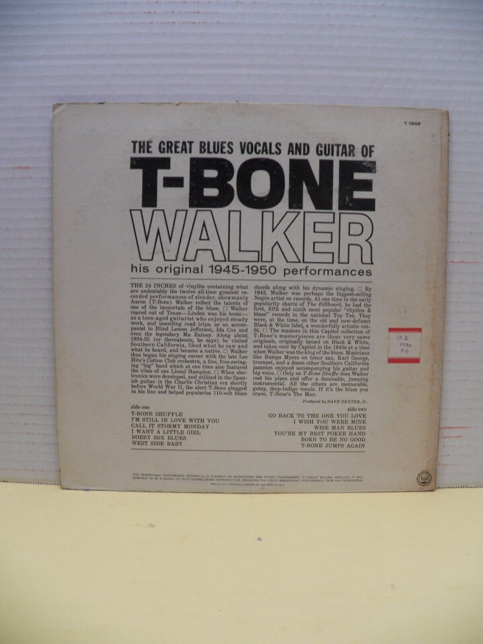 12" LP VG++/EX T-Bone Walker The Great Blues Vocals & Guitar Of... 1963 Capitol