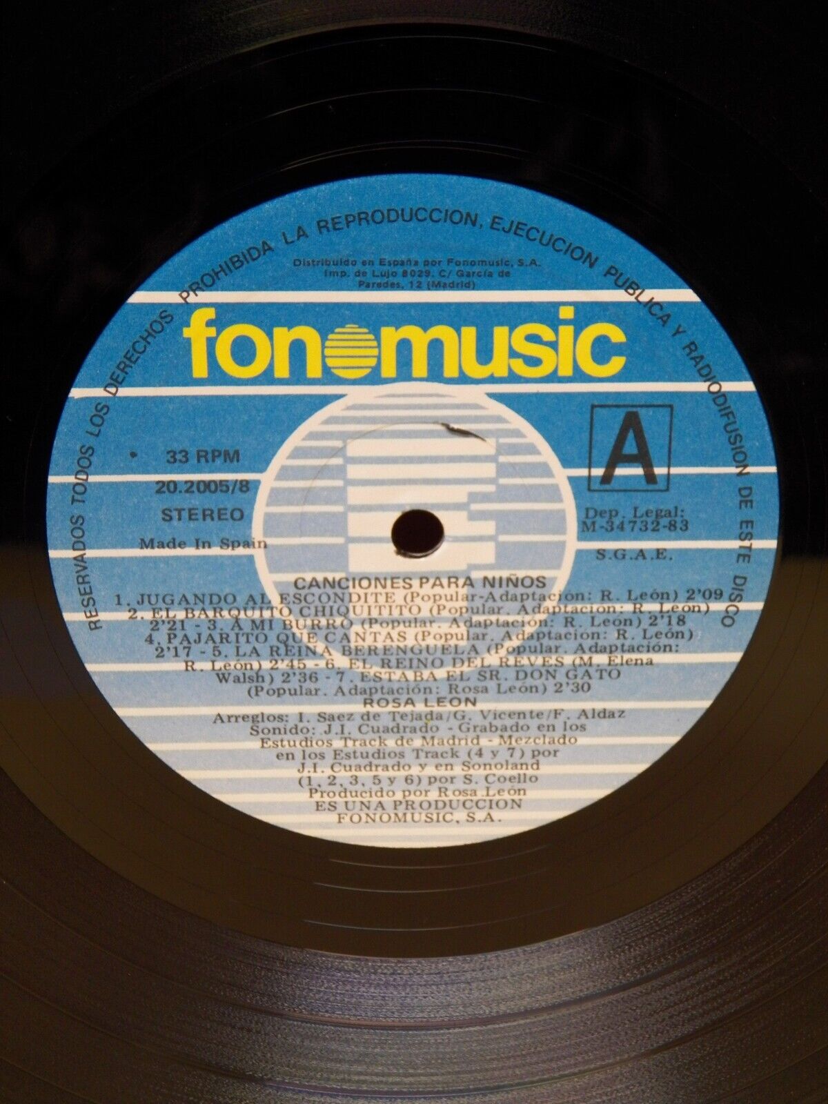 12" LP VG+ Rosa León Canciones Para Ninos 1983 Fonomusic Spain Import Stereo