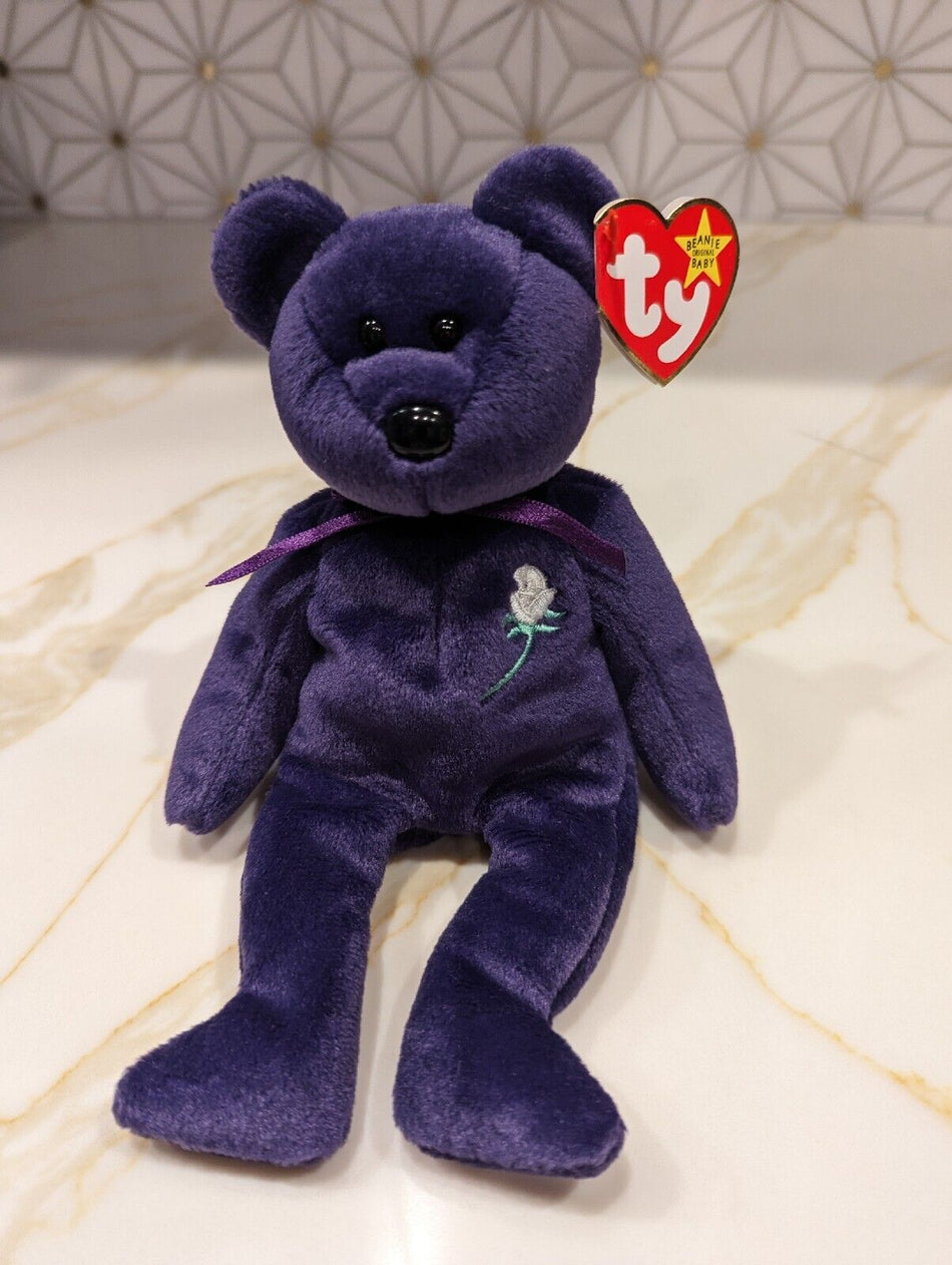 Rare Retired Ty Beanie Baby with Error 1997 Princess Diana  Rare W. P.E. Pellets