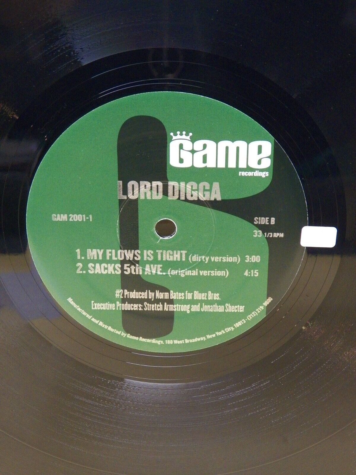 12" Single VG++/EX Lord Digga My Flows Is Tight 1998 Game Recordings GAM 2001-1