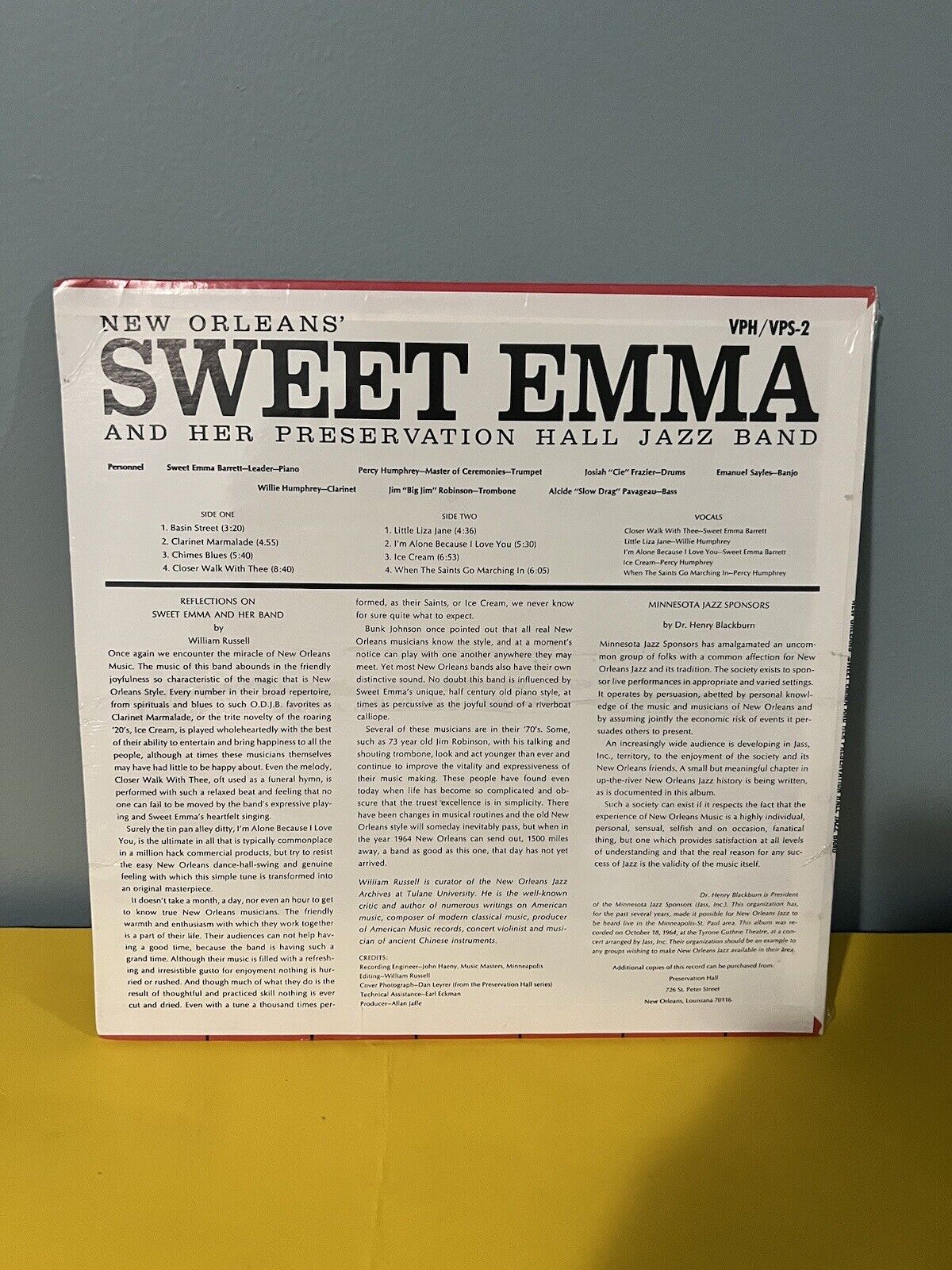 Rare Sealed LP Vinyl Record Sweet Emma and Her Preservation Hall Jazz Band VPS-2