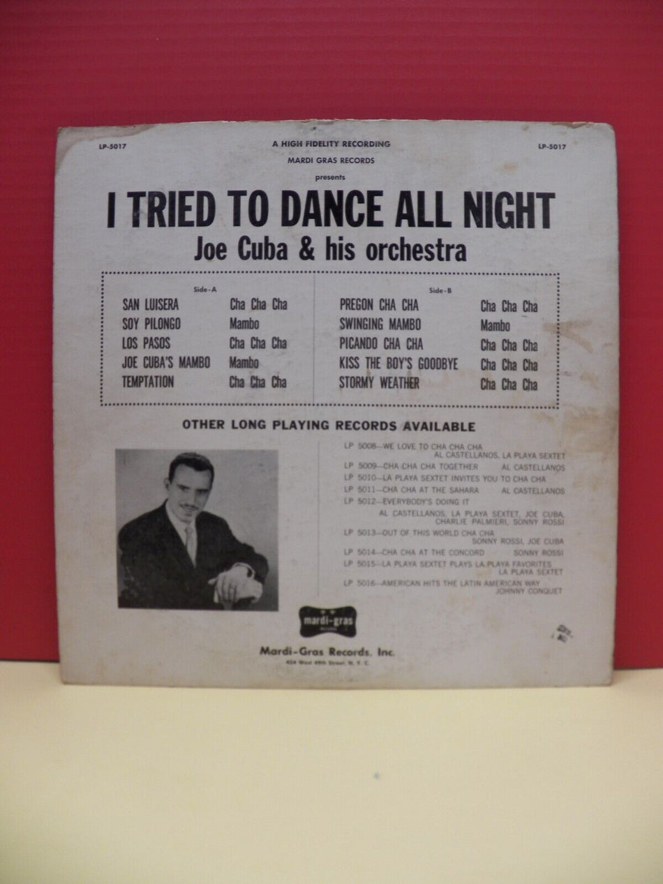 12" LP VG+ Joe Cuba & Orchestra I Tried To Dance All Night 1958 Mardi-Gras Mono