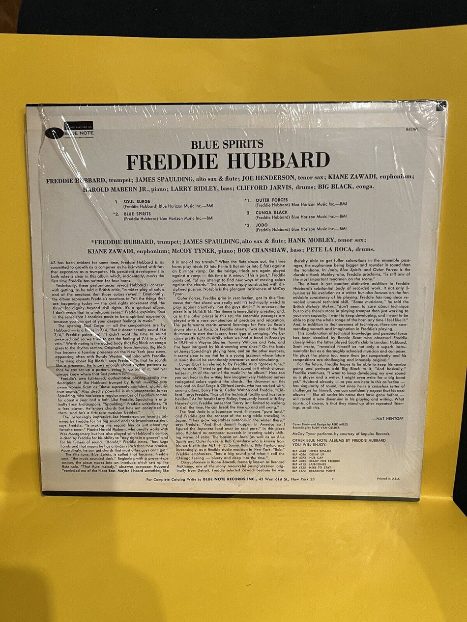 Rare In Shrink 1967 Vinyl Lp Freddie Hubbard Blue Spirits BST 84196 Van Gelder