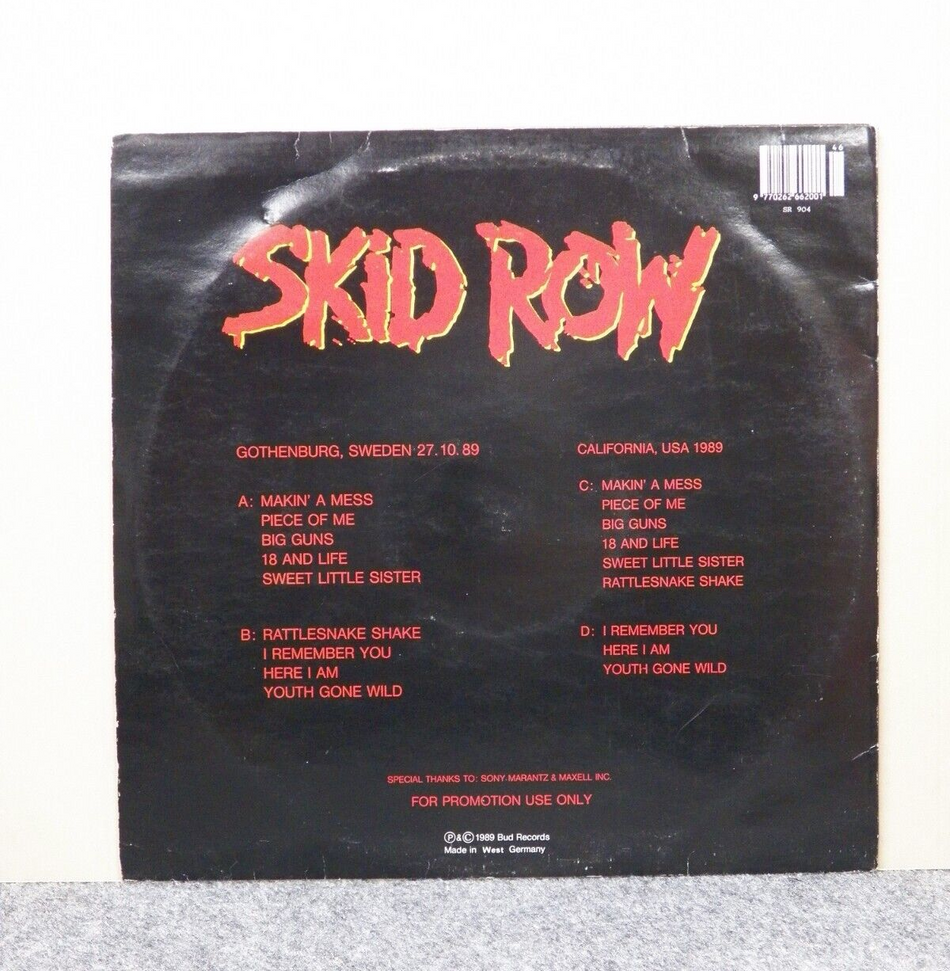 12" 2xLP VG++/EX Skid Row In Your Face 1989 Bud Records Autographed Promo Import