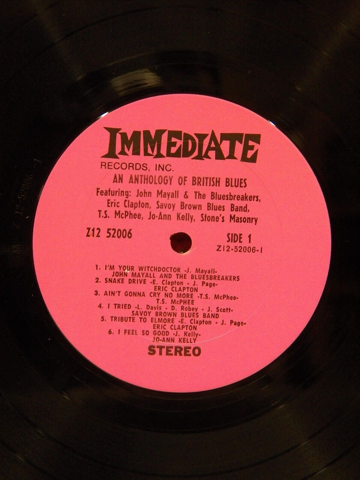 12" LP M- Various Artists An Anthology Of British Blues 1968 Immediate