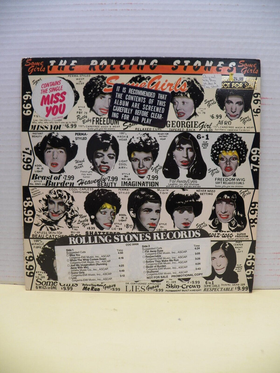 12" LP EX The Rolling Stones Some Girls 1978 Promo Pale Celeb Cover COC 39108