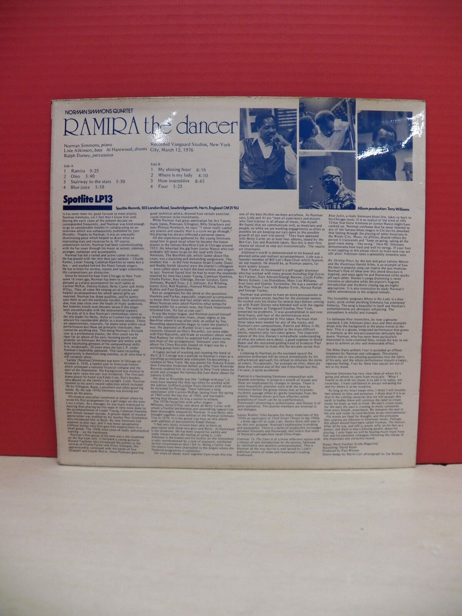 12" LP EX Norman Simmons Quartet Ramira The Dancer 1977 Spotlite UK Import