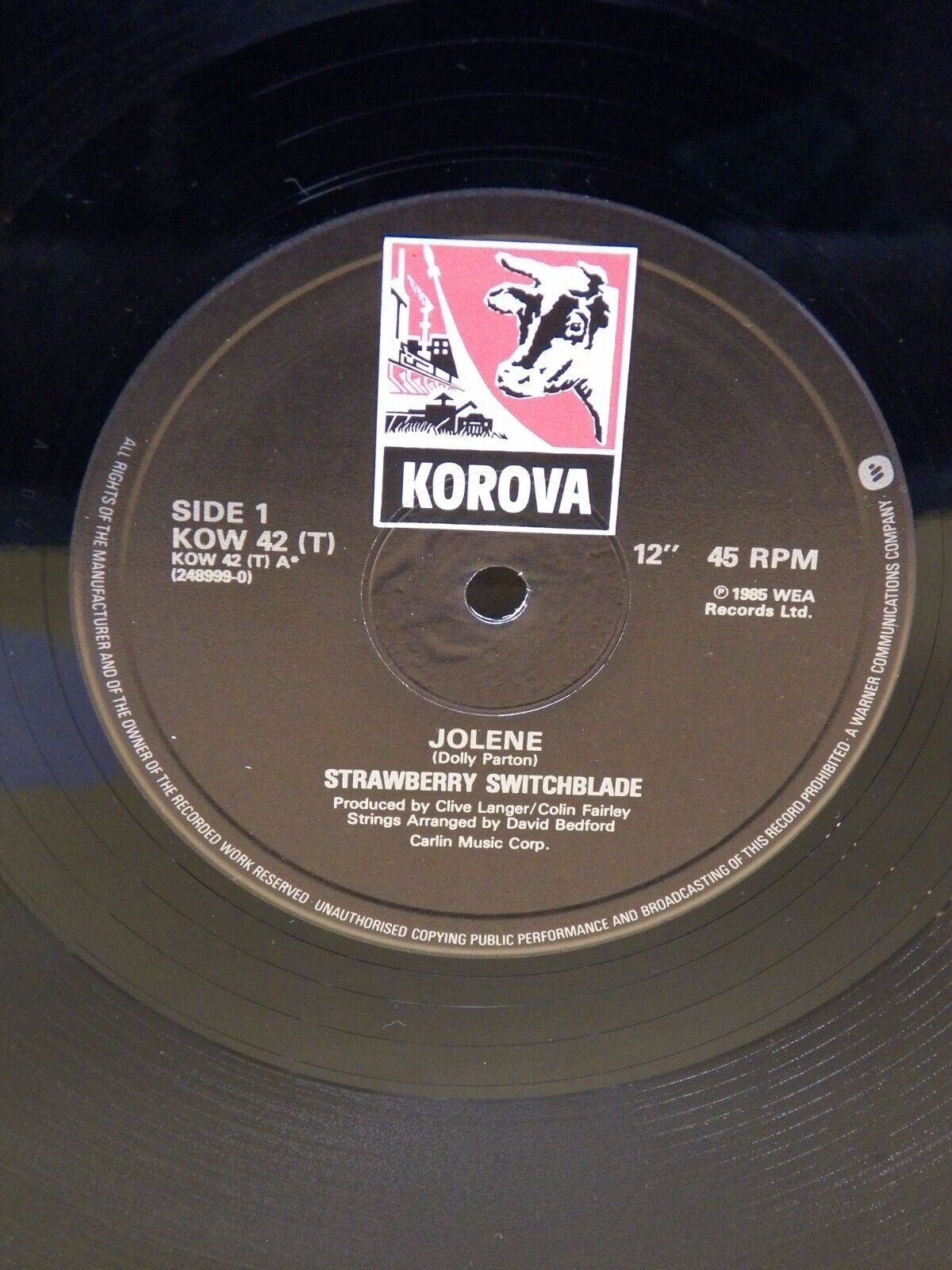 12" Single VG++/EX Strawberry Switchblade Jolene 1985 Korova UK Import KOW 42T