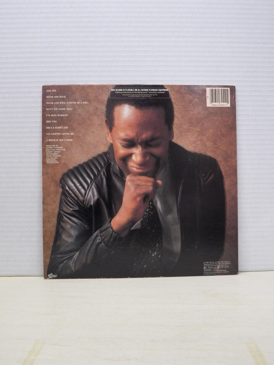 12" LP EX Luther Vandross Never Too Much 1981 Epic Half-Speed Mastered HE 47451