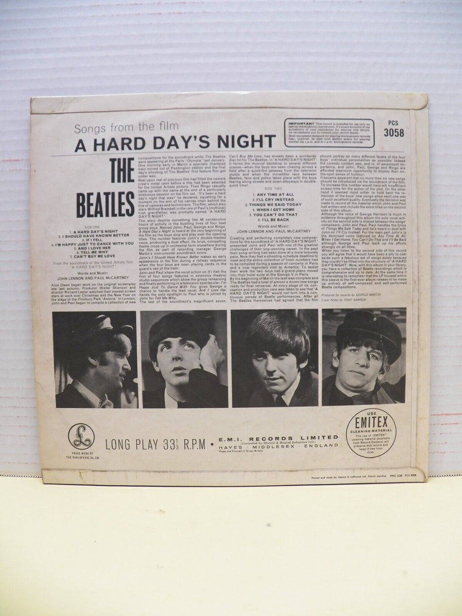 12" LP EX The Beatles A Hard Day's Night 1968 Parlophone Stereo UK Import