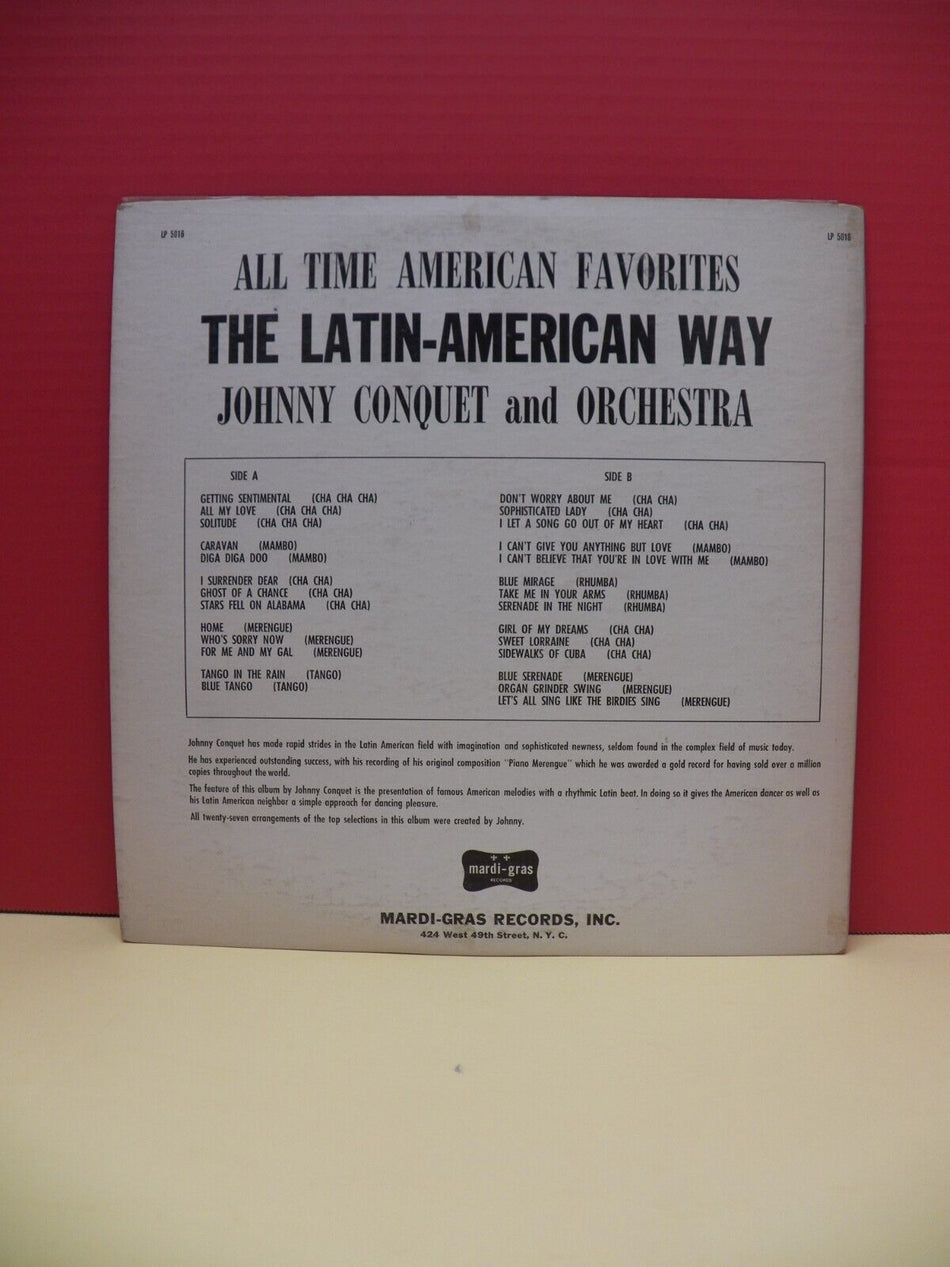 12" LP EX Johnny Conquet All Time American Favorites The Latin-American Way Mono