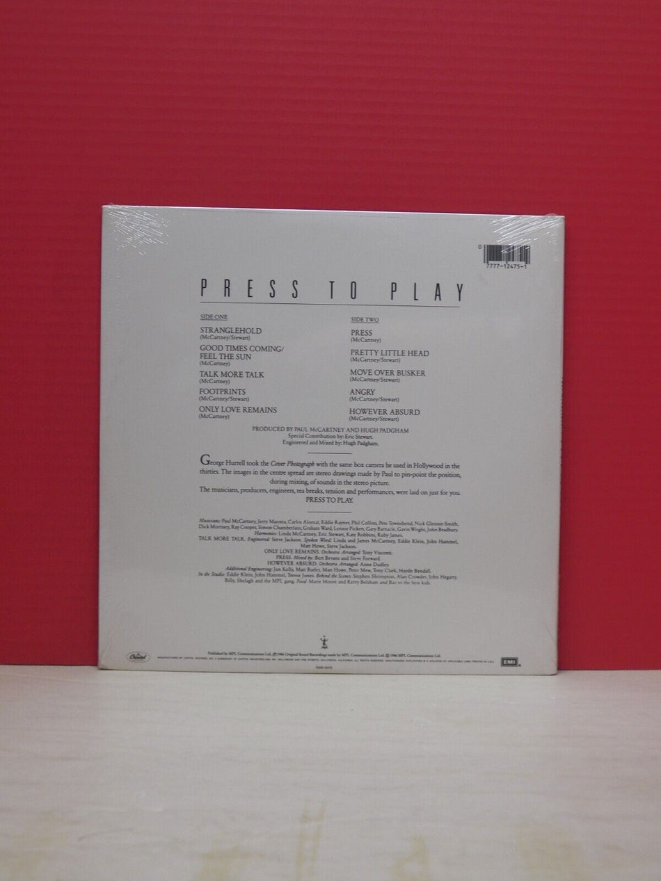 Sealed 12" LP Paul McCartney Press To Play 1986 MPL/Capitol PJAS-12475