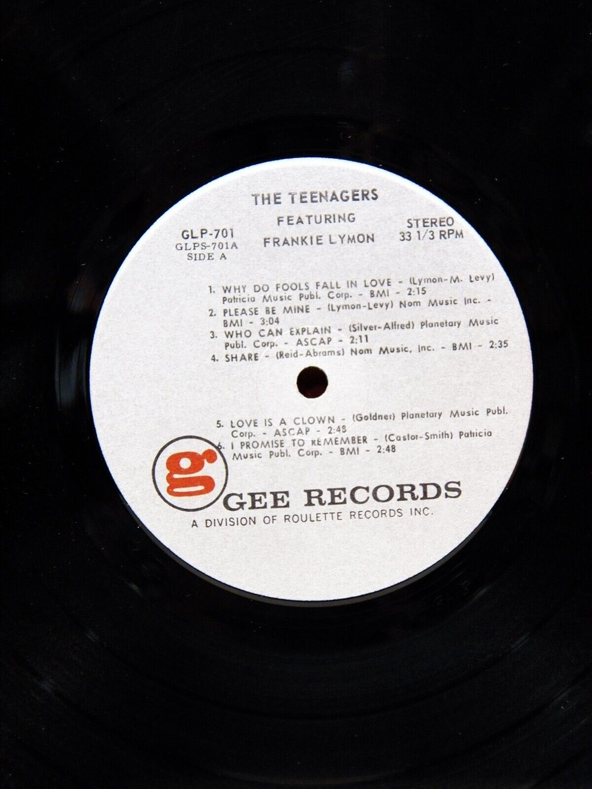 12" LP EX The Teenagers Featuring Frankie Lymon 1973 Gee Reissue Stereo GLP 701