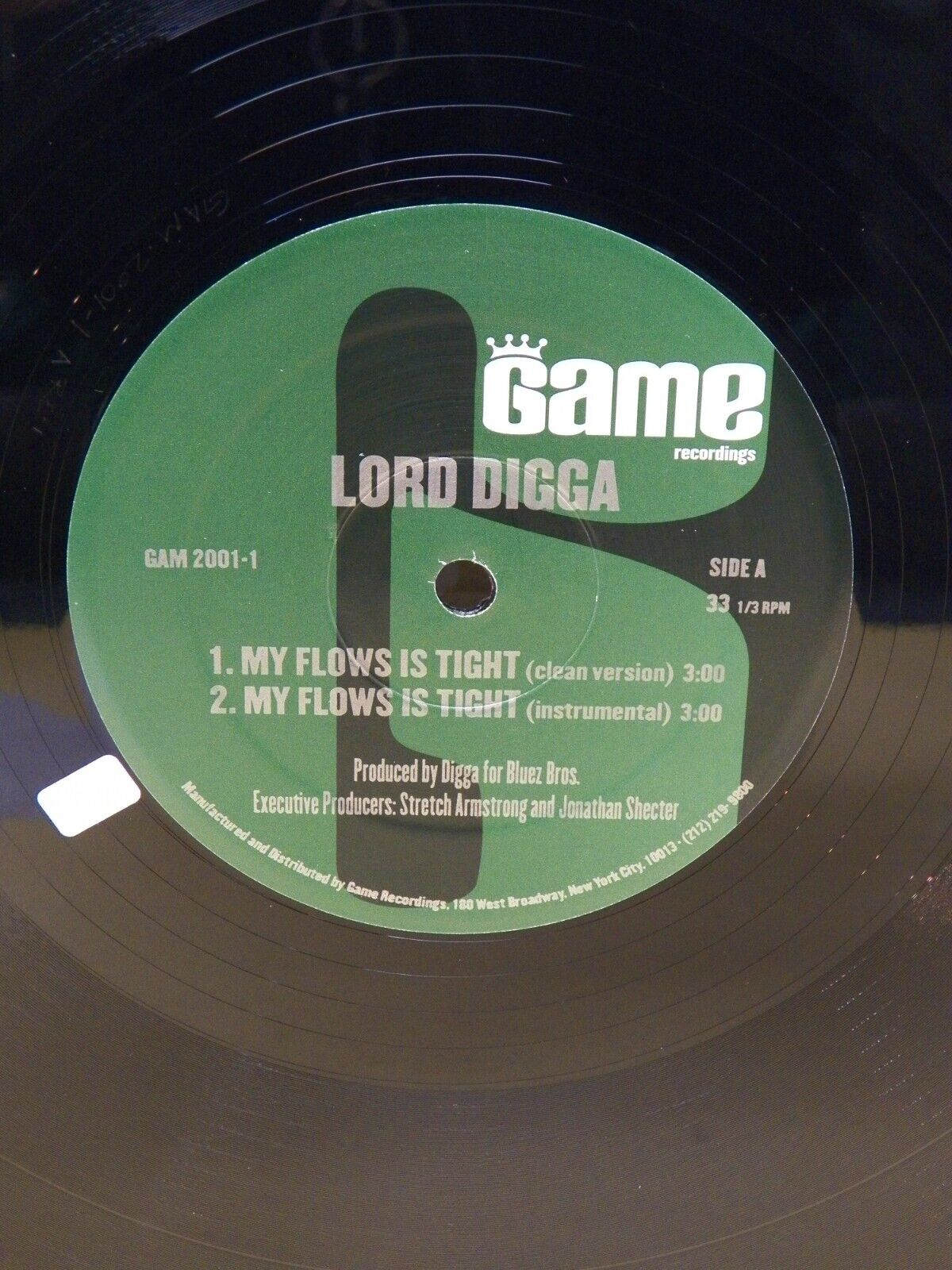 12" Single VG++/EX Lord Digga My Flows Is Tight 1998 Game Recordings GAM 2001-1