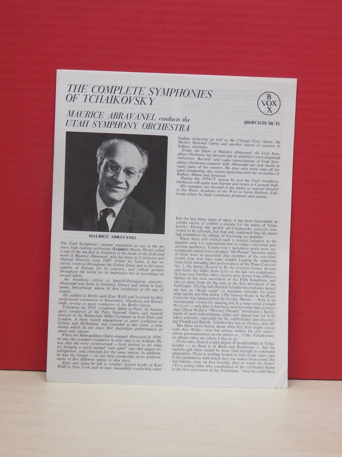 3xLP Box EX Abravanel Tchaikovsky: Complete Orchestral Music Volume II 1974 Quad