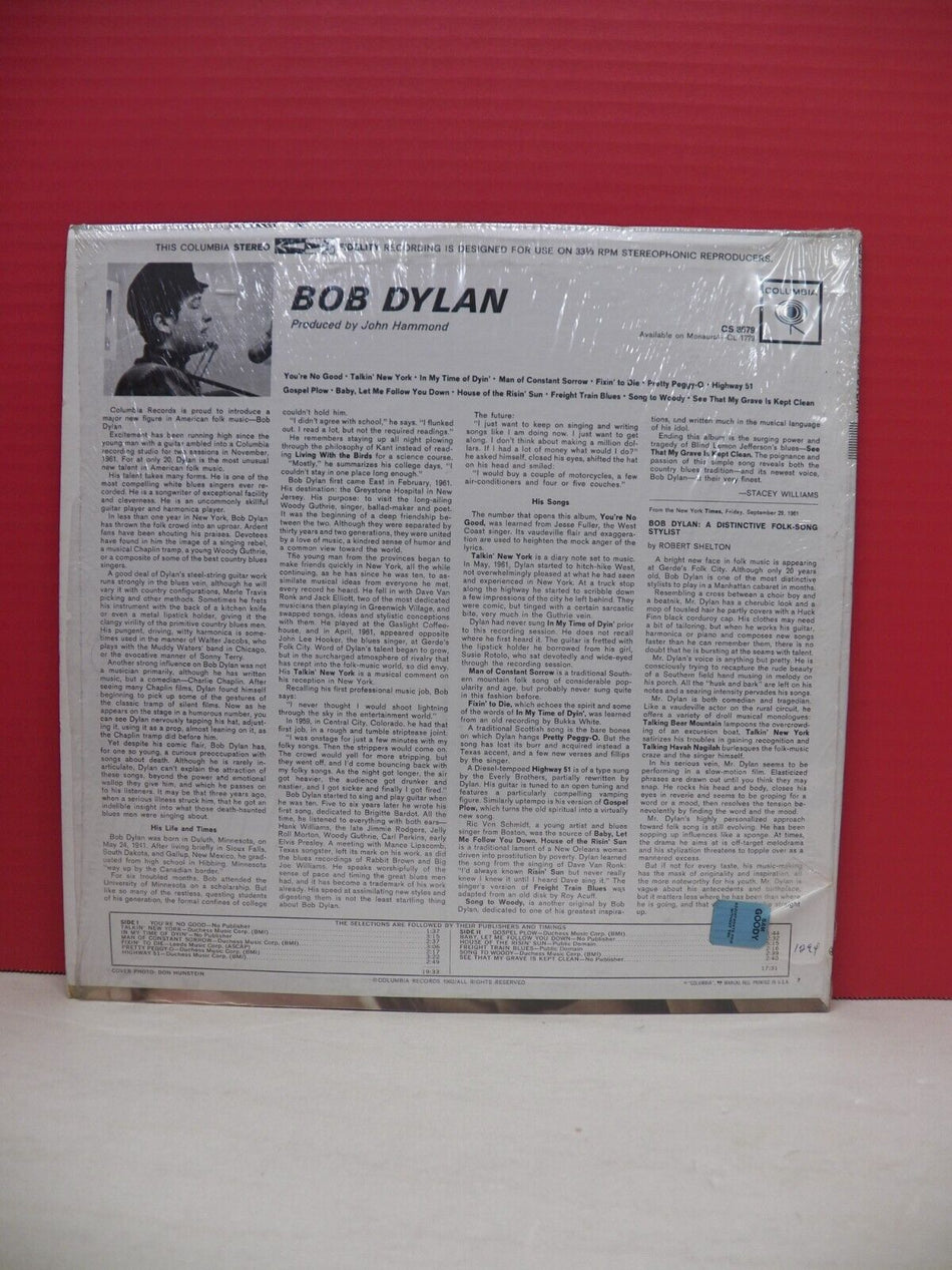 12" LP EX Bob Dylan Bob Dylan Columbia Reissue Stereo 2-Eye Labels CS 8579