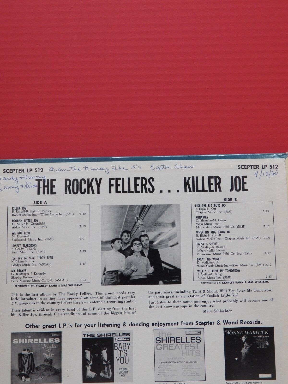 12" LP VG++/EX The Rocky Fellers Killer Joe 1963 Scepter Records LP 512