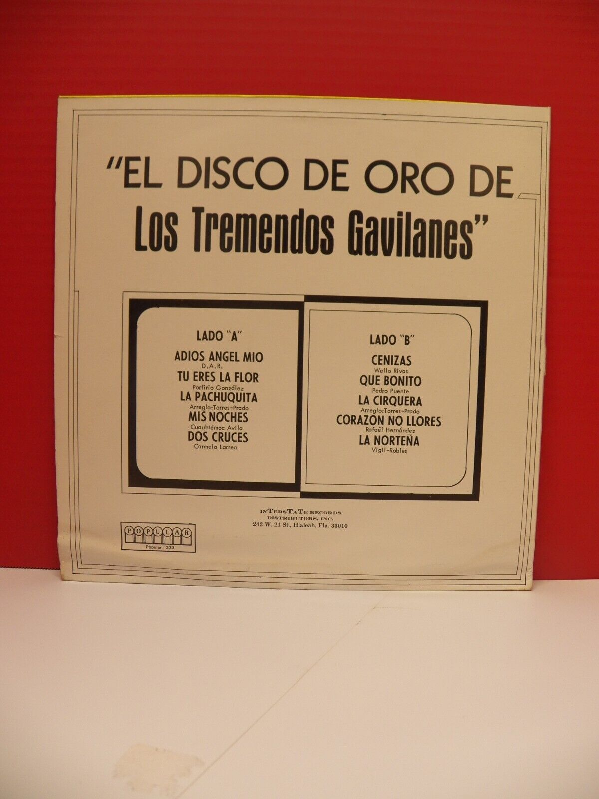 12" LP VG++/EX Los Tremendos Gavilanes El Disco De Oro De... 1983 Popular