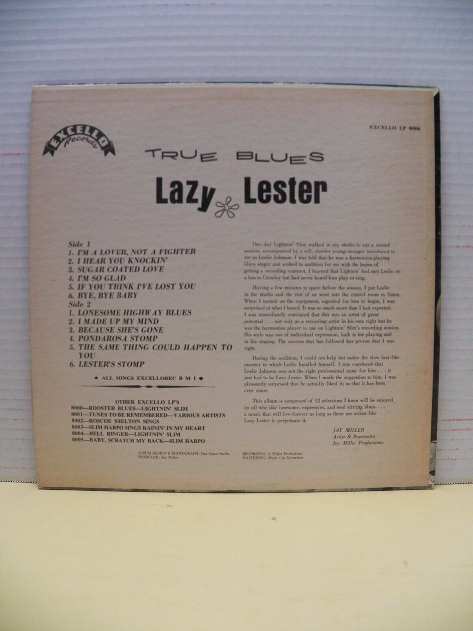 12" LP EX Lazy Lester True Blues 1967 Excello LP 8006