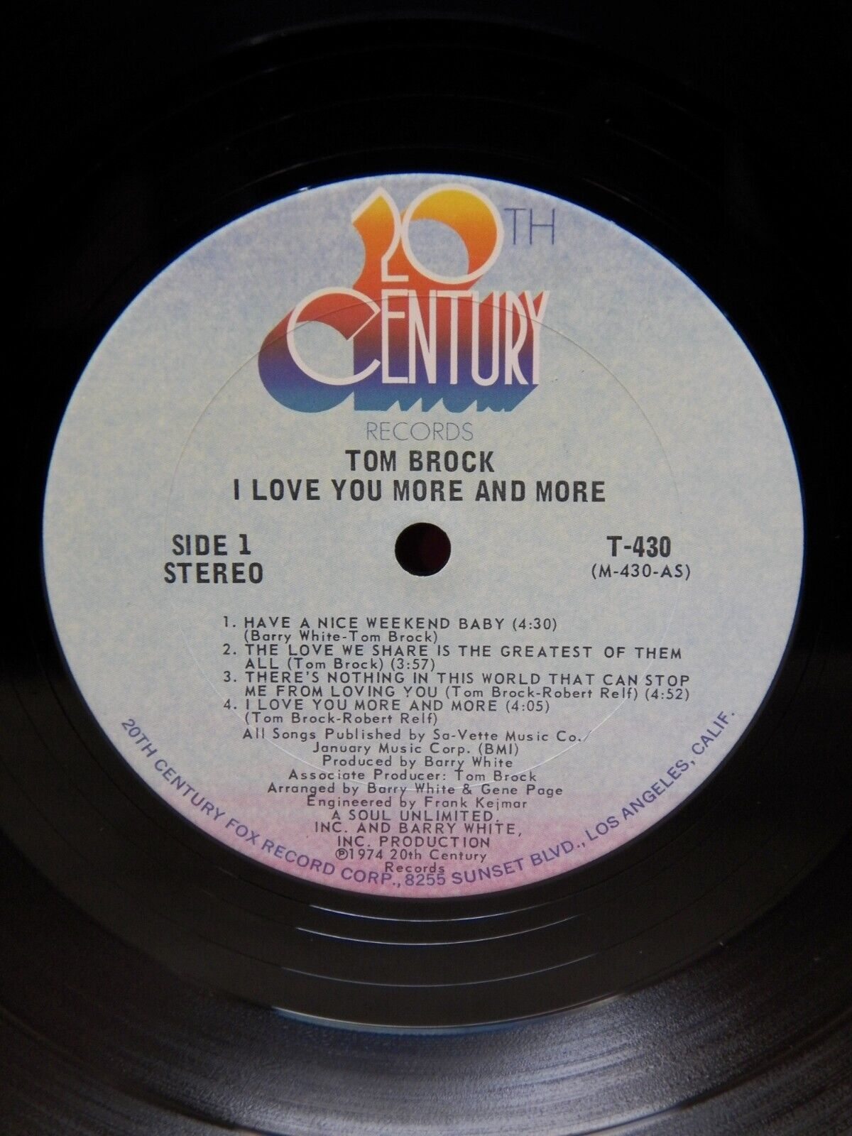 12" LP VG++/EX Tom Brock I Love You More And More 1974 20th Century Records