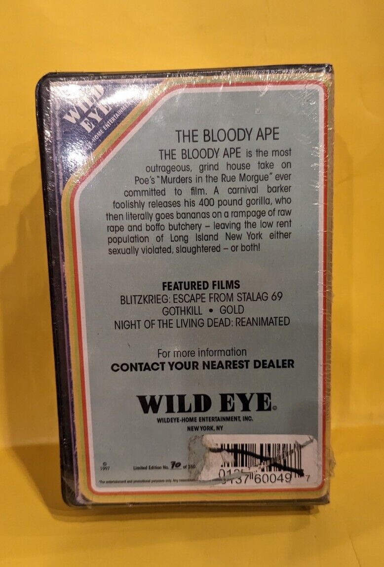 Rare Sealed 3 Horror VHS Set Wild Eye Video Bloody Ape / Goth Kill / Blitzkrieg Rare Sealed 3 Horror VHS Set Wild Eye Video Bloody Ape / Goth Kill / Blitzkrieg
