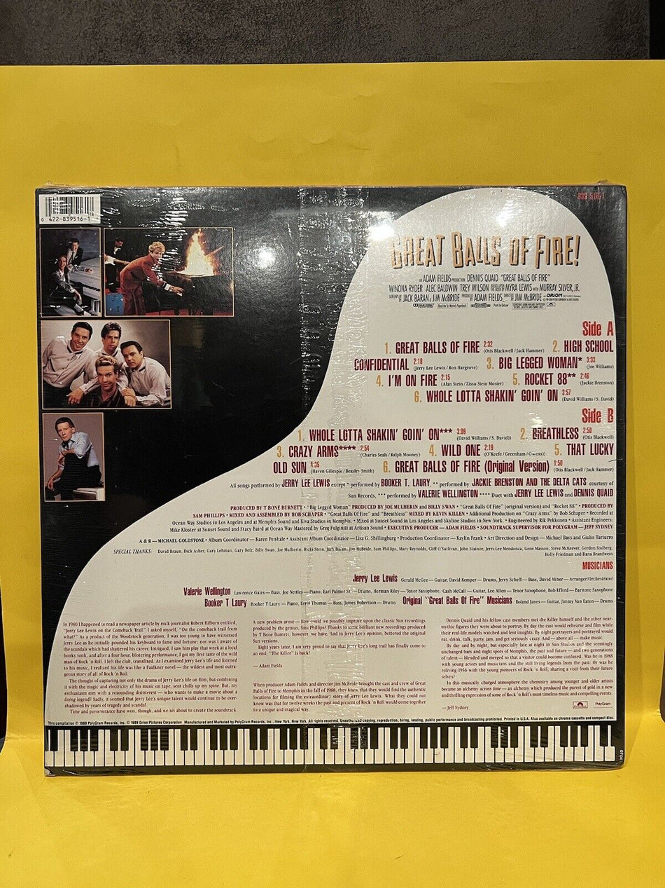 Sealed Great Balls of Fire Soundtrack 1989 Jerry Lee Lewis LP Vinyl Record RARE