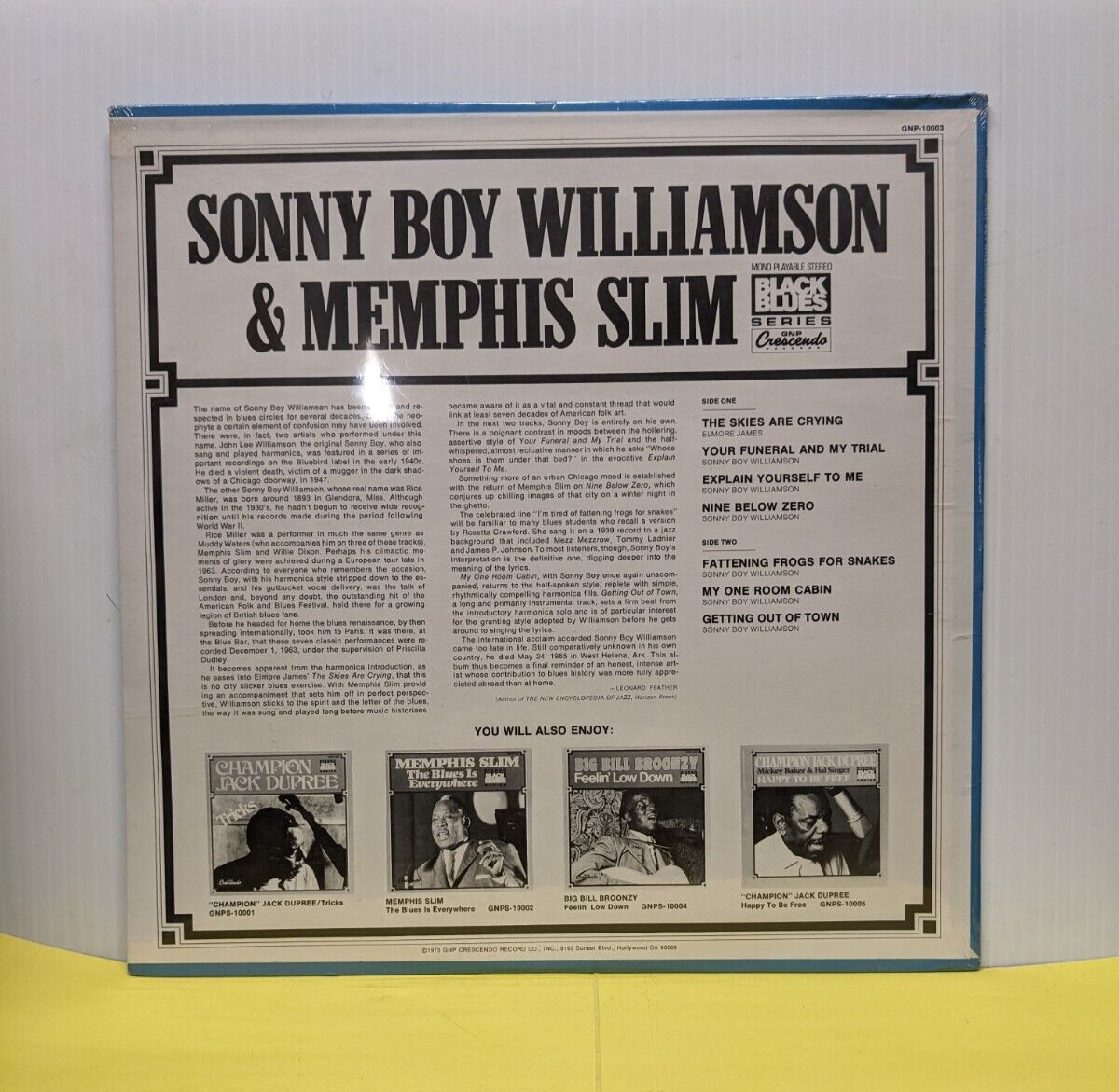 12" LP Sonny Boy Williamson & Memphis Slim In Paris 1973 GNP Crescendo Reissue