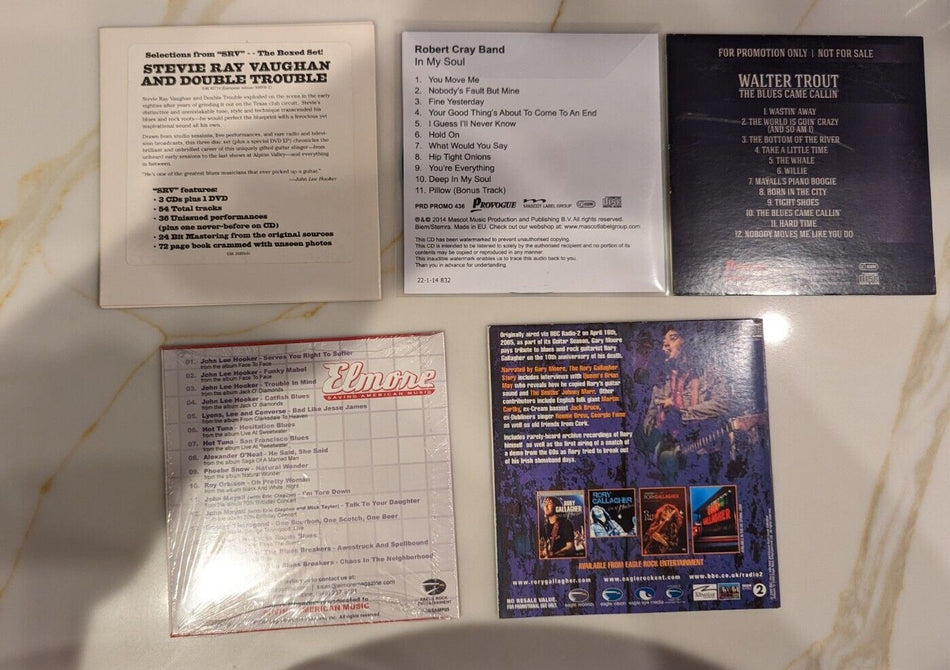 5 Rare Promo Blues CDs Stevie Ray Vaughan Robert Cray Walter Trout Rory Gallagher