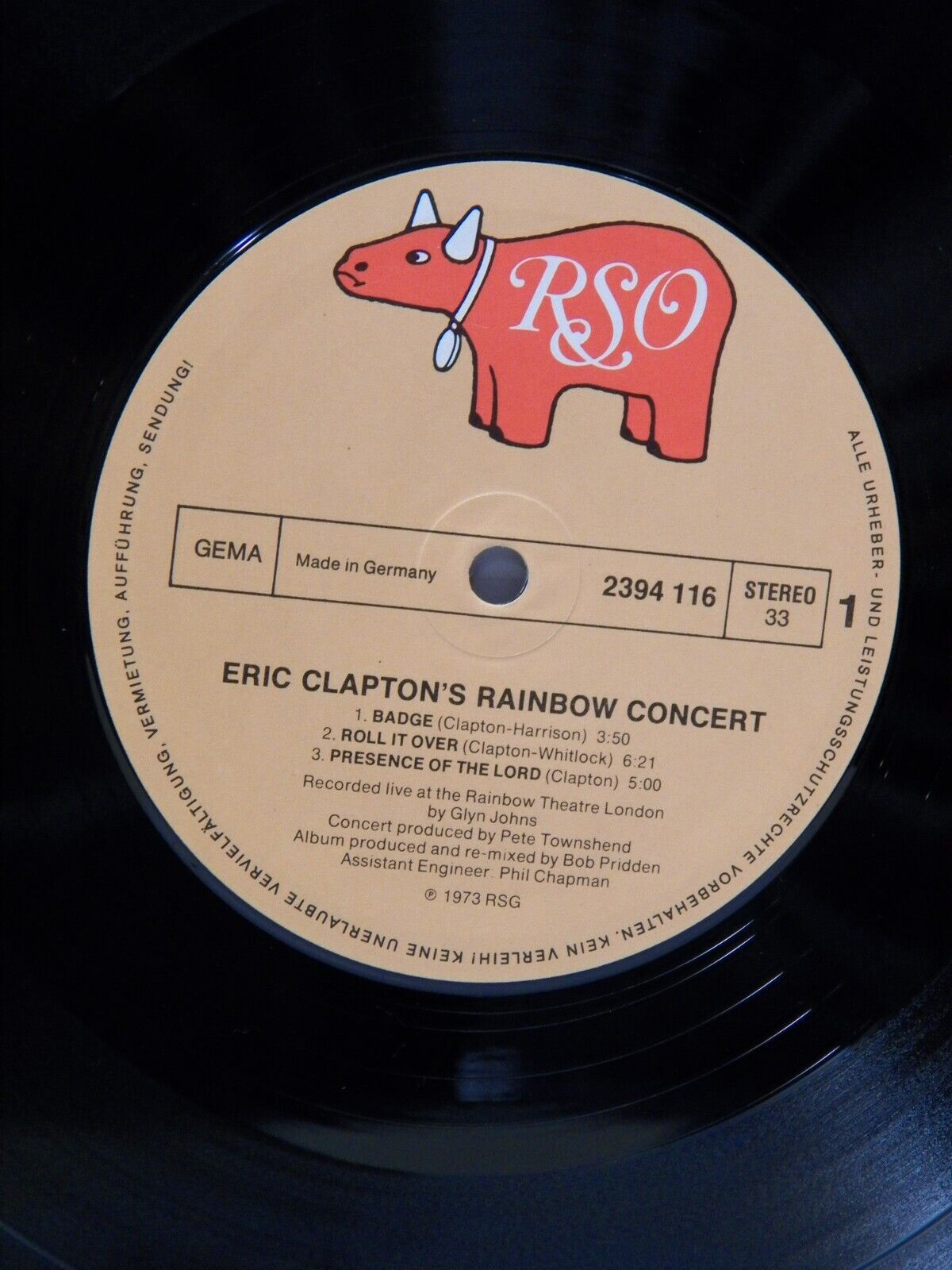 12" LP NM Eric Clapton Eric Clapton's Rainbow Concert RSO Reissue Germany Import