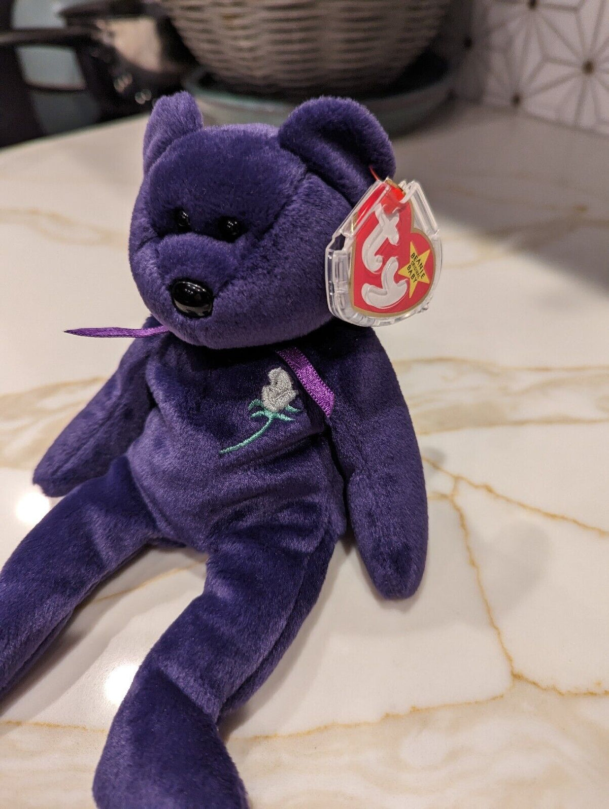 Rare Retired Ty Beanie Baby with Error 1997 Princess Diana  Rare W. P.E. Pellets